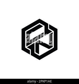 CN Logo monogram gaming with hexagon geometric shape design template Stock Photo