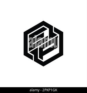 EP Logo monogram gaming with hexagon geometric shape design template Stock Photo