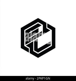 EL Logo monogram gaming with hexagon geometric shape design template Stock Photo