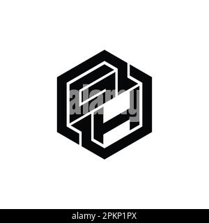 GH Logo monogram gaming with hexagon geometric shape design template Stock Photo