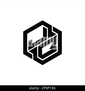 JB Logo monogram with hexagon geometric shape isolated outline design ...