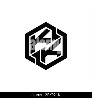 KK Logo monogram gaming with hexagon geometric shape design template Stock Photo