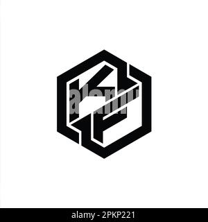 KF Logo monogram gaming with hexagon geometric shape design template Stock Photo