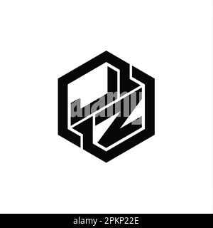 JZ Logo monogram with hexagon geometric shape isolated outline design ...