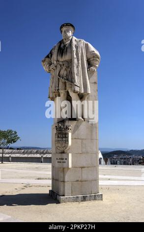 Coimbra, Portugal - August 15, 2022: Statue of Joao III in Paco das Escolas University of Comibra Stock Photo
