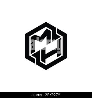MH Logo monogram gaming with hexagon geometric shape design template ...