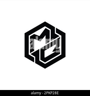 MB Logo monogram gaming with hexagon geometric shape design template Stock Photo