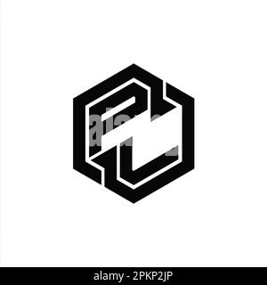 PM Logo monogram gaming with hexagon geometric shape design