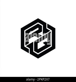 RQ Logo monogram gaming with hexagon geometric shape design template ...