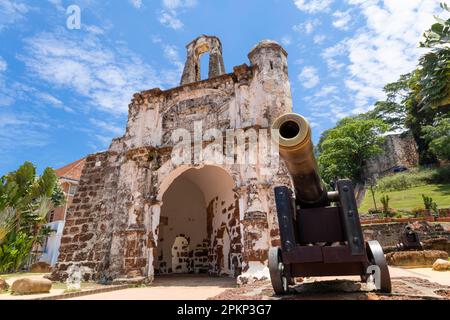 A famosa Fortress melaka. The remaining part of the ancient fortress of malacca, Malaysia Stock Photo