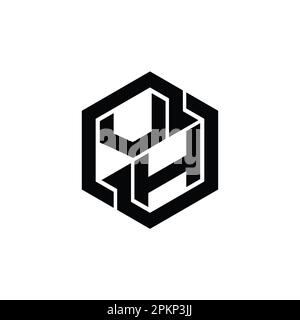 VH Logo monogram with hexagon geometric shape isolated outline design ...