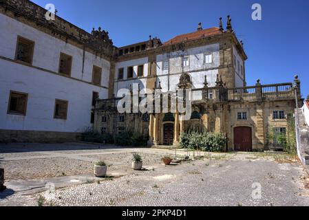 Coimbra, Portugal - August 15, 2022: Ornate exterior of Santa Clara-a-Nova Monastery Stock Photo