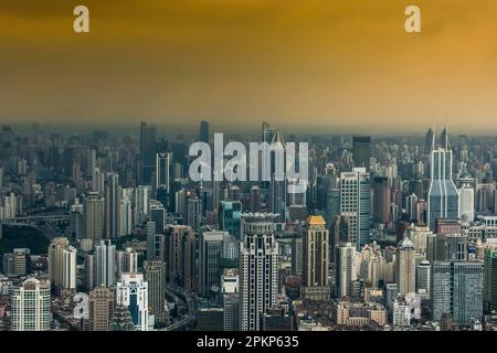 Skyscrapers, Skyline, from Tsing Mao Tower, Shanghai, China, Asia Stock Photo