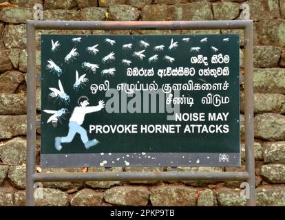 Warning sign, hornets, Sigiriya, Sri Lanka, Asia Stock Photo