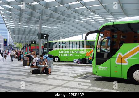 Hannover, Germany - August 04, 2015: The new ZOB (central bus station) was opened on September 1st, 2014 and is used by national and international lon Stock Photo