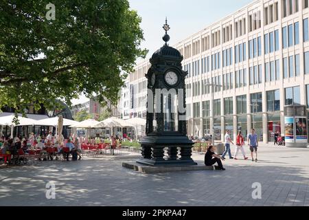 Hannover, Germany - August 04, 2015: The historic Kroepcke clock is a popular meeting place located on the central Kroepcke square in downtown Hannove Stock Photo