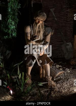 Wieliczka, Poland - June 2022: Interior of a salt mine. Characters showing various situations in the life of a salt mine. Europe Stock Photo