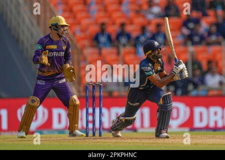 Gujarat Titans' Sai Sudharsan, Right, Plays A Shot During The Indian ...