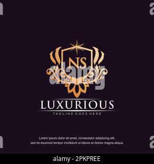 NS initial letter luxury ornament gold monogram logo template vector. Stock Vector