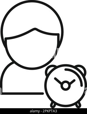 Alarm clock icon outline vector. Sleep problem. Stress person Stock Vector