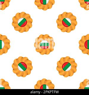 Pattern cookie with flag country Bulgaria in tasty biscuit, pattern cookie consist of flag country Bulgaria on natural biscuit, fresh biscuit cookie w Stock Vector