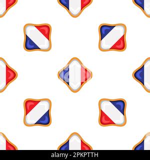 Pattern cookie with flag country France in tasty biscuit, pattern cookie consist of flag country France on natural biscuit, fresh biscuit cookie with Stock Vector