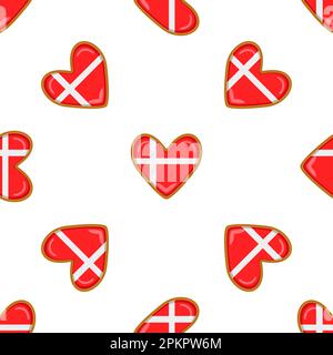 Pattern cookie with flag country Denmark in tasty biscuit, pattern cookie consist of flag country Denmark on natural biscuit, fresh biscuit cookie wit Stock Vector