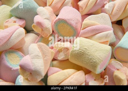 Detailed closeup of colorful white, pink and yellow marshmallows Stock  Photo - Alamy