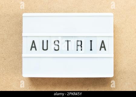 Lightbox with word austria on wood background Stock Photo