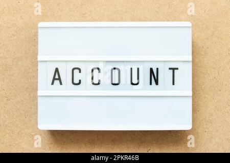 Lightbox with word account on wood background Stock Photo