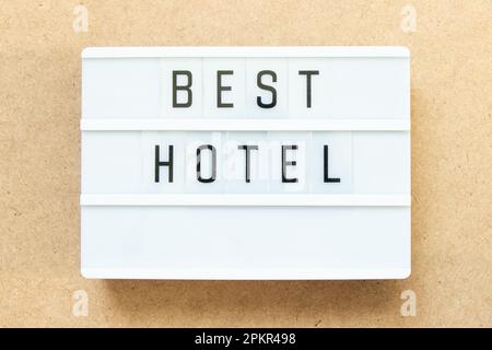 Lightbox with word best hotel on wood background Stock Photo