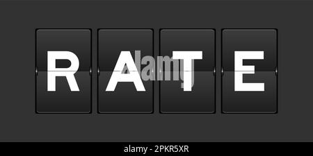 Black color analog flip board with word rate on gray background Stock Vector