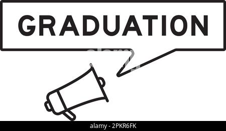 Megaphone icon with speech bubble in word graduation on white background Stock Vector