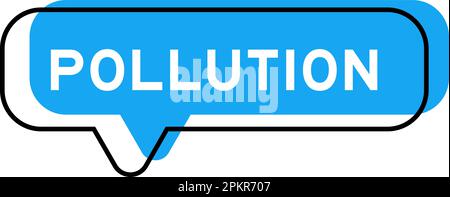 Speech banner and blue shade with word pollution on white background Stock Vector