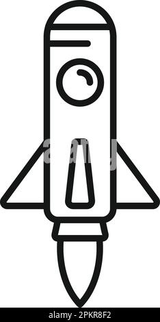 Spacecraft launch icon outline vector. Space rocket. Fire start Stock Vector