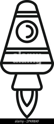 Fire launch icon outline vector. Space rocket. Start ship Stock Vector