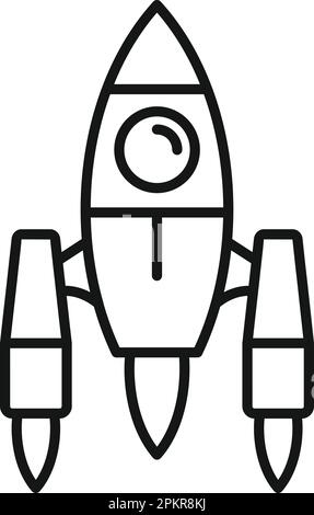 Spaceship icon outline vector. Rocket space. Fire start Stock Vector