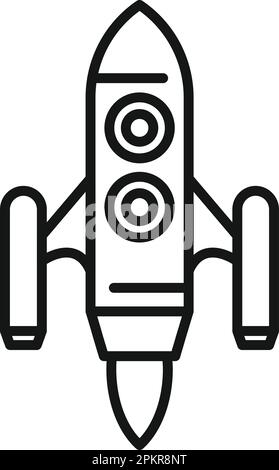 Rocket space icon outline vector. Spaceship launch. Smoke idea Stock Vector