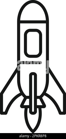 Start spaceship icon outline vector. Space launch. Ship project Stock Vector