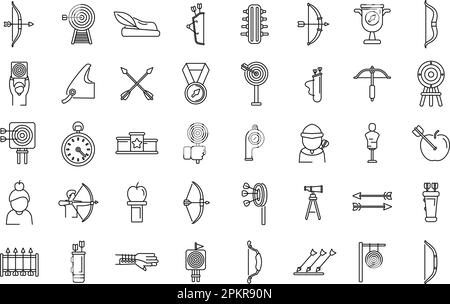 Archery competition icons set outline vector. Target archery. Purpose ...