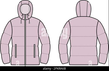 Womens winter quilted down jacket. Stock Vector