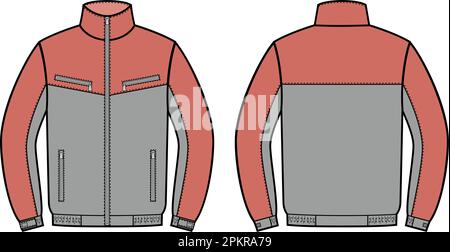 Mens winter work zip up jacket. Fashion CAD. Stock Vector