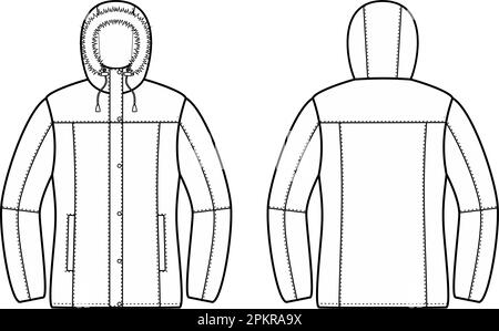Womens winter quilted down jacket. Stock Vector