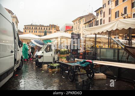 food stalls at Campo de' Fiori traditional farmers market, Rome, Italy Stock Photo