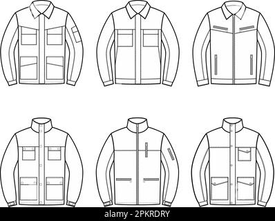 Mens work jacket. Fashion CAD. Stock Vector