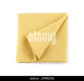 Yellow folded napkin isolated on white background Stock Photo