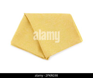 Yellow folded napkin isolated on white background Stock Photo