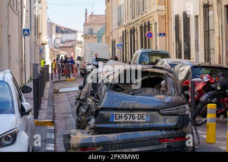 Sylvain Rostaing / Le Pictorium -  Building collapse at 17 rue Tivoli in Marseille -  9/4/2023  -  France / Bouches-du-Rhone / Marseille  -  Collapse of a building at 17 rue Tivoli in Marseille following an explosion in the night. Between 8 and 10 people are still missing Stock Photo