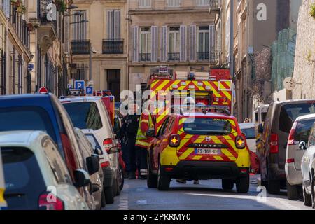 Sylvain Rostaing / Le Pictorium -  Building collapse at 17 rue Tivoli in Marseille -  9/4/2023  -  France / Bouches-du-Rhone / Marseille  -  Collapse of a building at 17 rue Tivoli in Marseille following an explosion in the night. Between 8 and 10 people are still missing Stock Photo