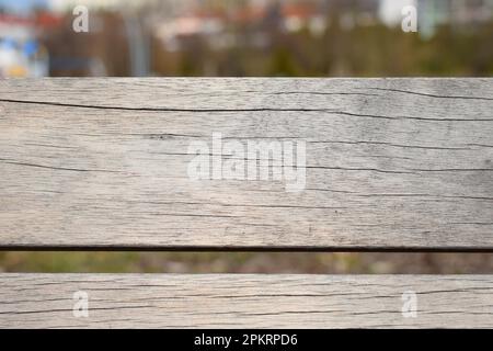 wooden wall background, wood panels, boards. A close-up of the gray board. Top view. Cracked old board Stock Photo